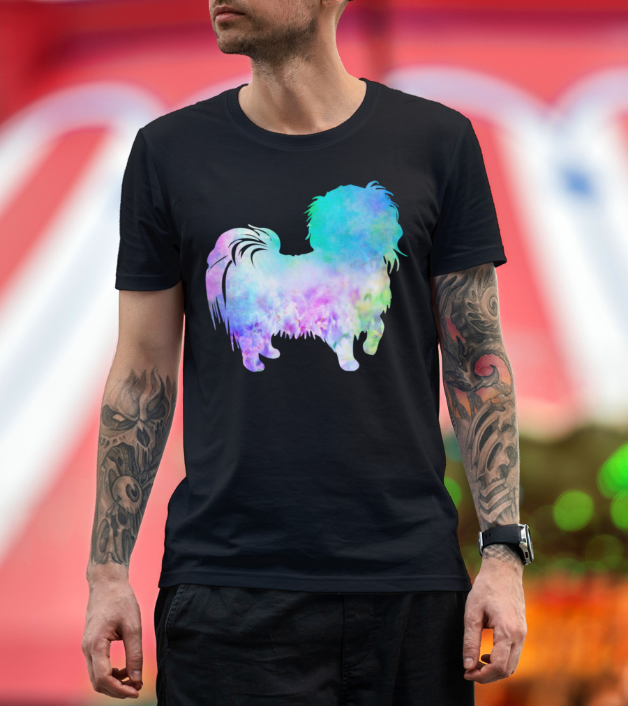 Fractals Rainbows Nerd Dog Colorful Psychedelic Pomeranian T-Shirt