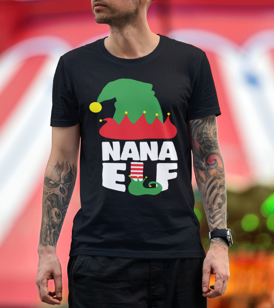 Nana Elf Christmas Hat and Boot T-Shirt