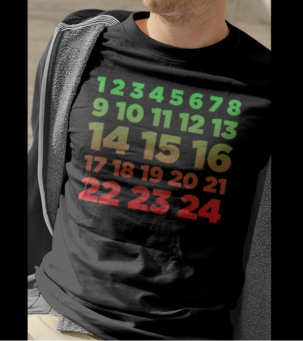 Advent Calendar Numbers Green Red Countdown Christian T-Shirt