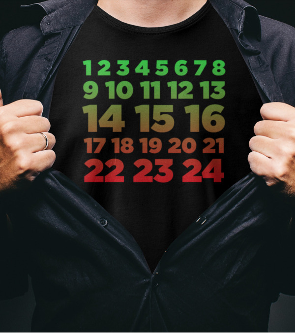 Advent Calendar Numbers Green Red Countdown Christian T-Shirt
