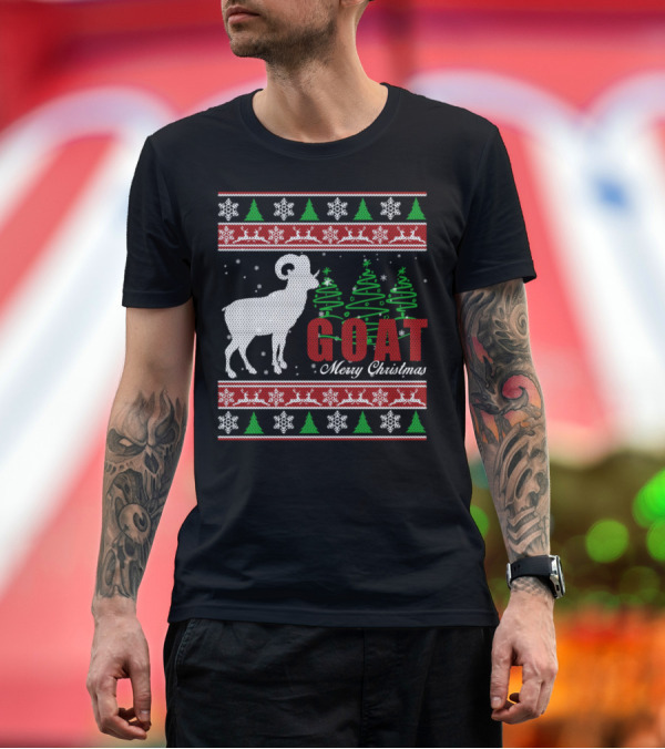 Premium T-Shirt: GOAT Merry Christmas Ugly T-Shirt GOAT Merry Christmas Ugly T-Shirt