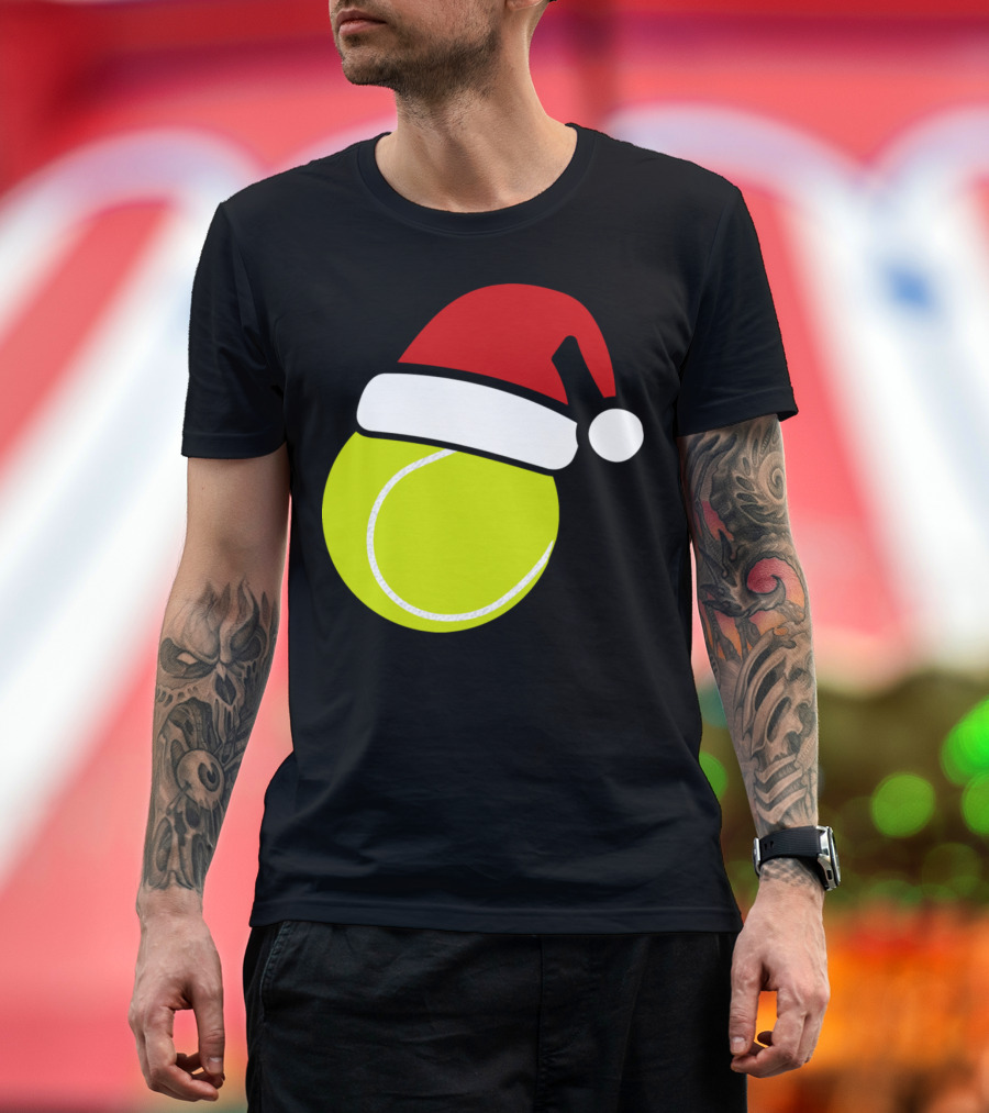 Christmas Tennis Ball Santa Hat T-Shirt