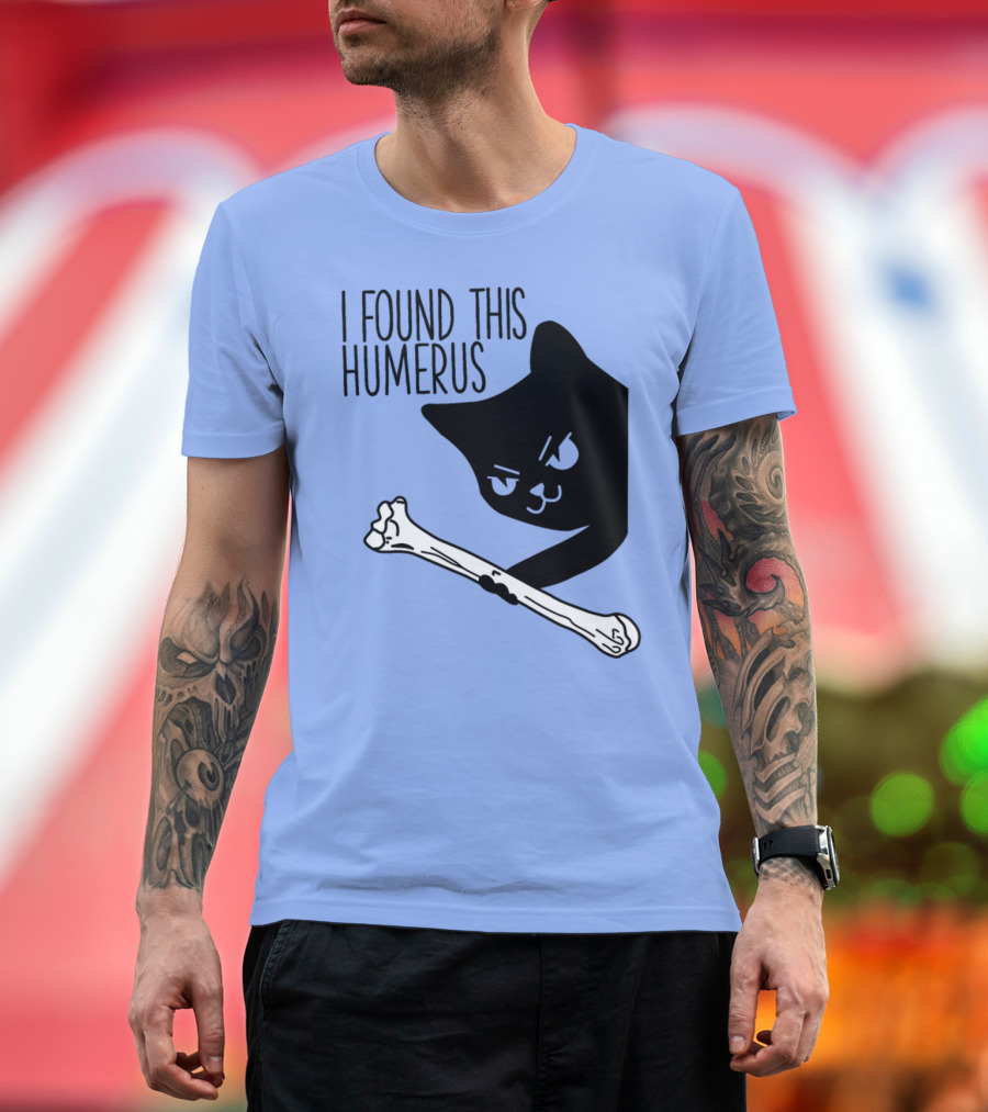I Found This Humerus Cute Funny Black Cat Puns T-Shirt