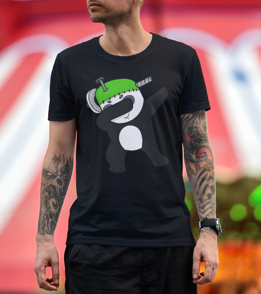 Frankenstein Dabbing Panda Halloween T-Shirt