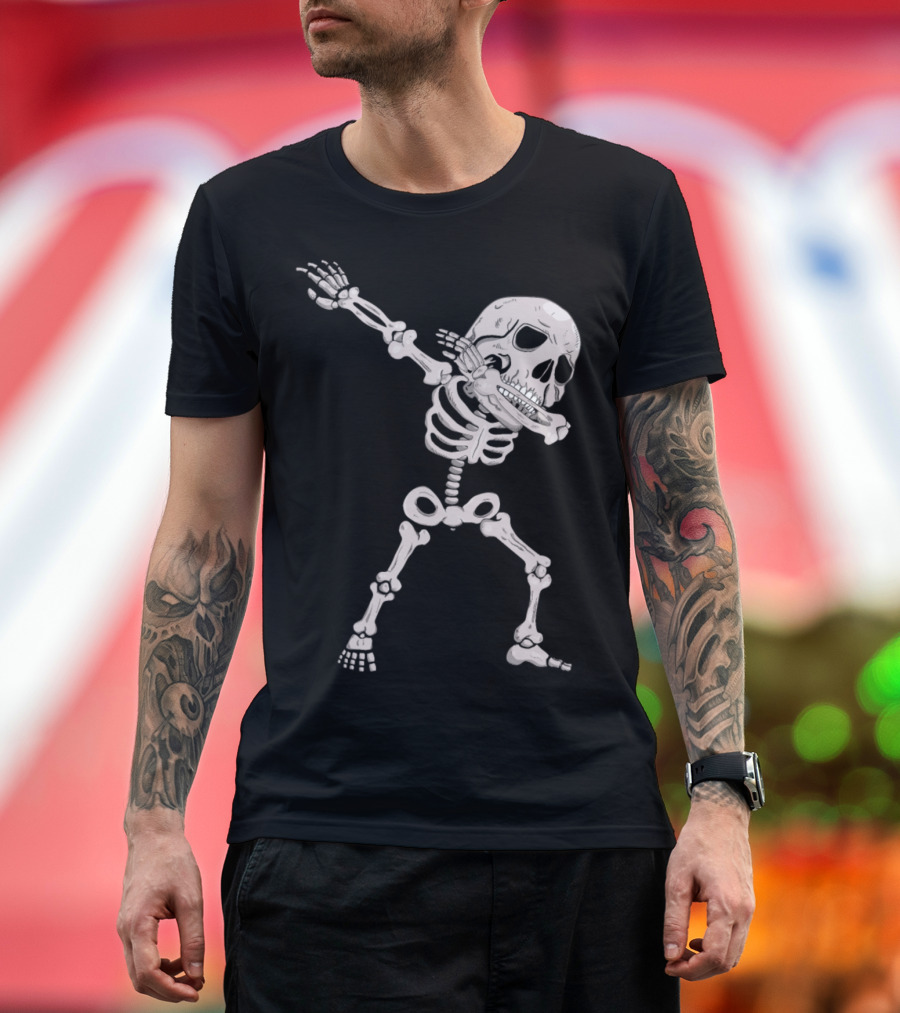 Dabbing Skeleton Skull Scary Halloween T-Shirt