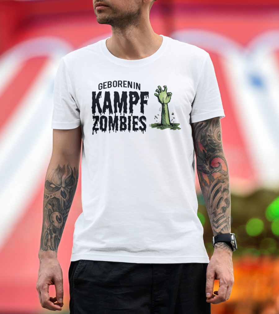 Geboren In Kampf Zombies Halloween Zombie Hand T-Shirt