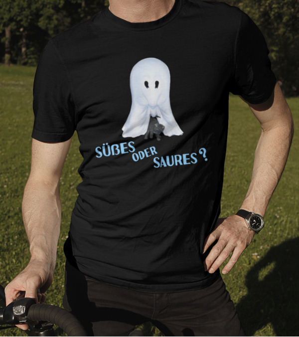 Süßes Oder Saures Ghost And Cat T-Shirt