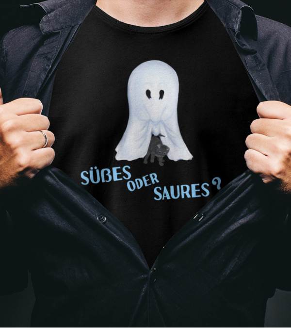 Süßes Oder Saures Ghost And Cat T-Shirt