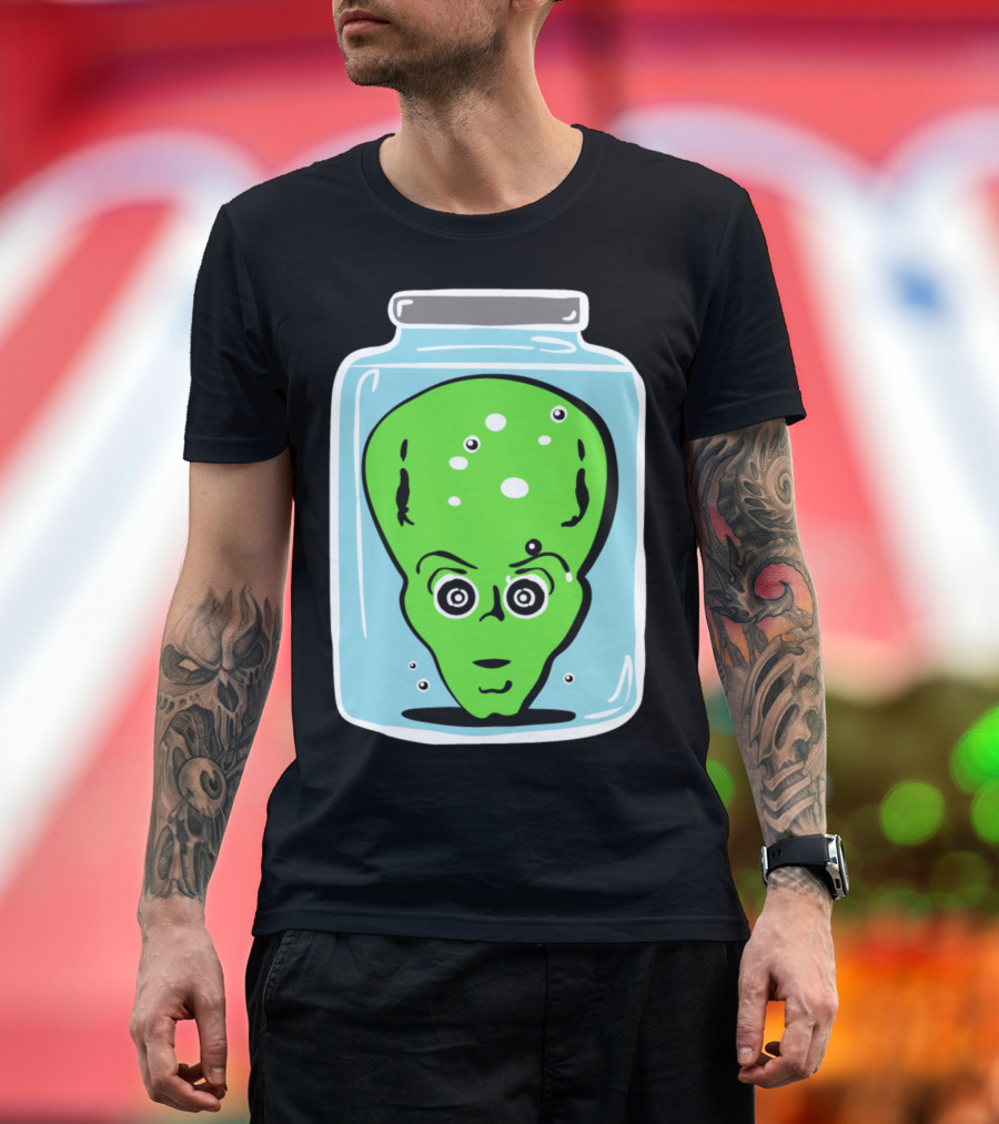 Halloween Green Alien Head in a Jar T-Shirt