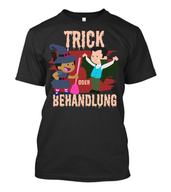 Trick Oder Behandlung Vampire Und Hexe Halloween Humor T-Shirt