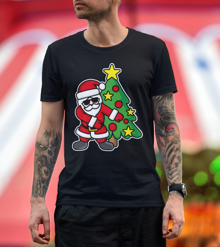 Hipster Santa Claus Floss Dance Christmas Tree T-Shirt