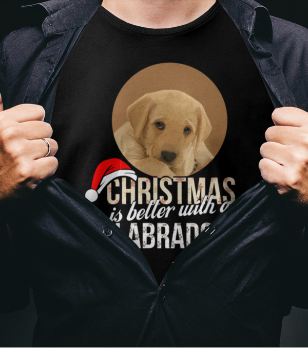 Christmas Is Better With A Labrador Puppy In Santa Hat T-Shirt