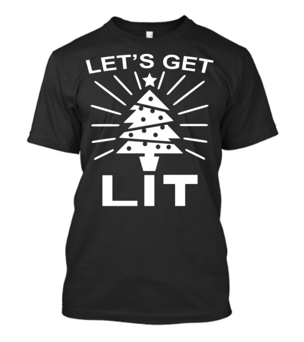 Let's Get Lit Christmas Tree Star Holiday T-Shirt