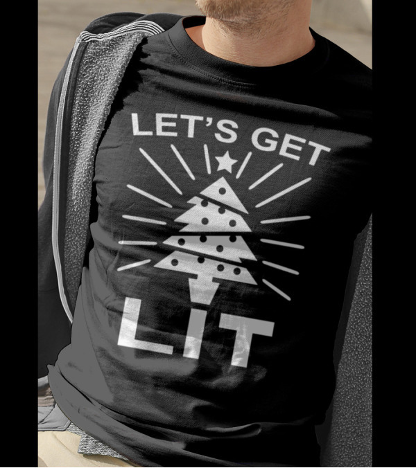 Let's Get Lit Christmas Tree Star Holiday T-Shirt