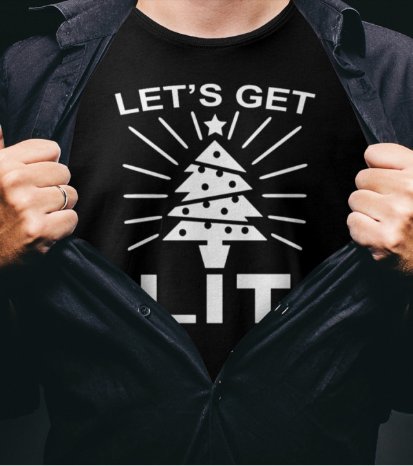 Let's Get Lit Christmas Tree Star Holiday T-Shirt