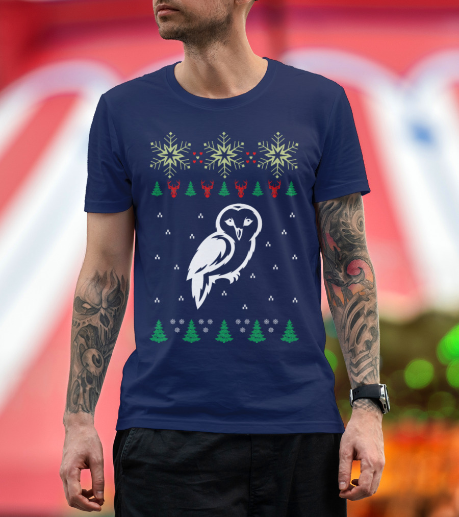 Owl Snowflakes Reindeer Trees Festive T-Shirt