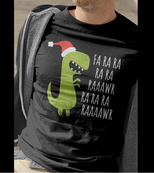Fa Ra Ra Dinosaur Christmas Rawr Rawr Santa Hat T-Shirt