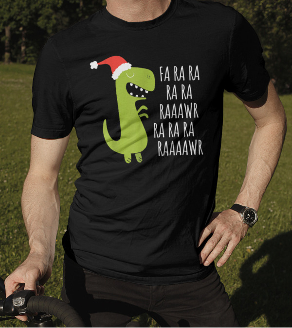 Fa Ra Ra Dinosaur Christmas Rawr Rawr Santa Hat T-Shirt