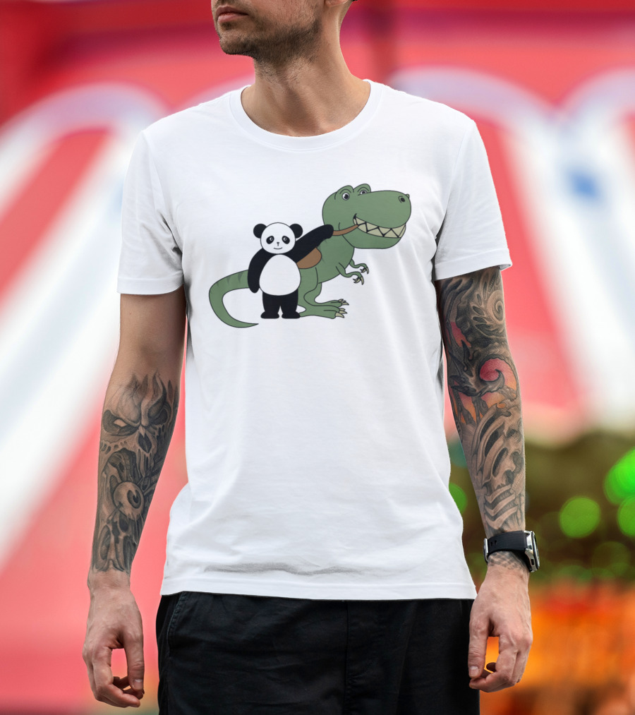 Panda and T-Rex Friendship Hug T-Shirt