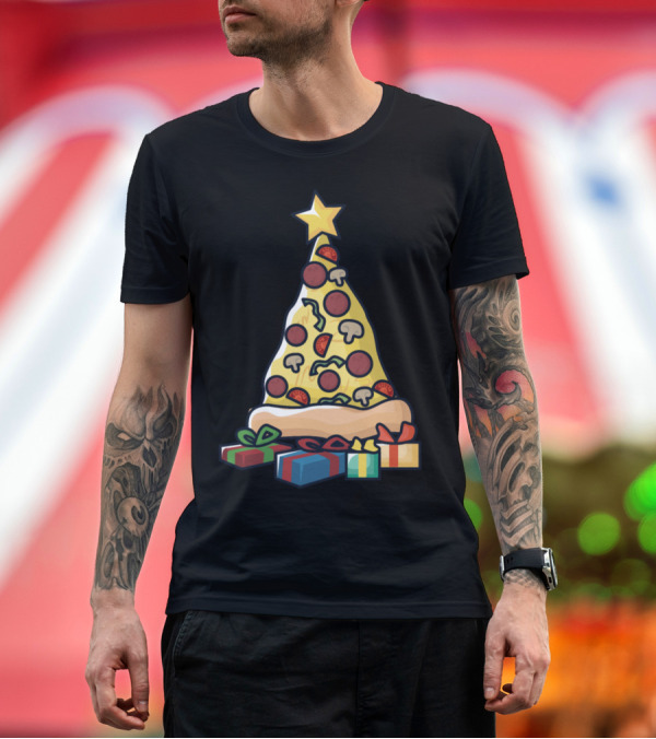 Premium T-Shirt: Pizza Christmas Tree Gifts Peppers Mushrooms Pepperoni T-Shirt Pizza Christmas Tree Gifts Peppers Mushrooms Pepperoni T-Shirt