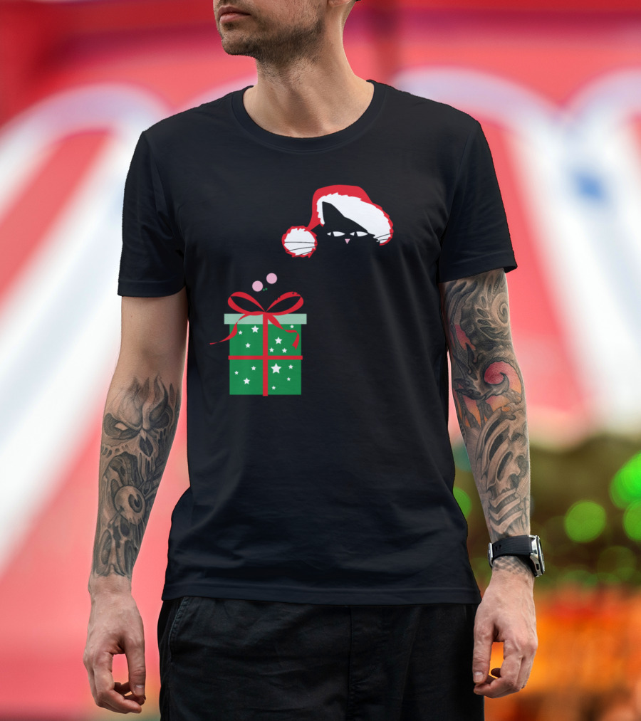 Santa Cat and Mouse with Christmas Gift Box T-Shirt