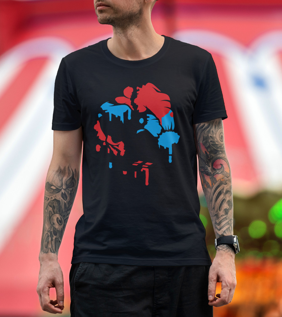 Santa Claus Skull Red Blue Graffiti T-Shirt