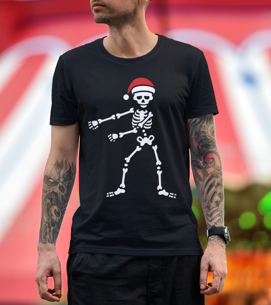 Santa Claus Skeleton Floss Dance Christmas Holiday T-Shirt