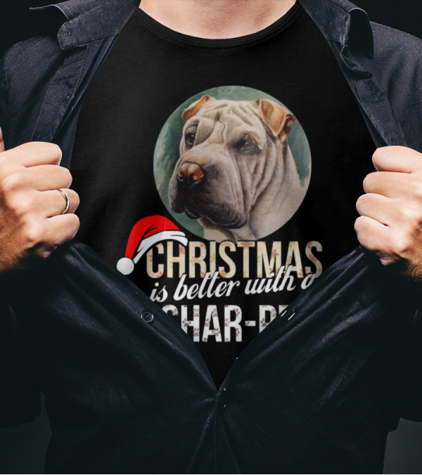 Christmas Is Better With A Shar Pei Holiday Santa Hat T-Shirt