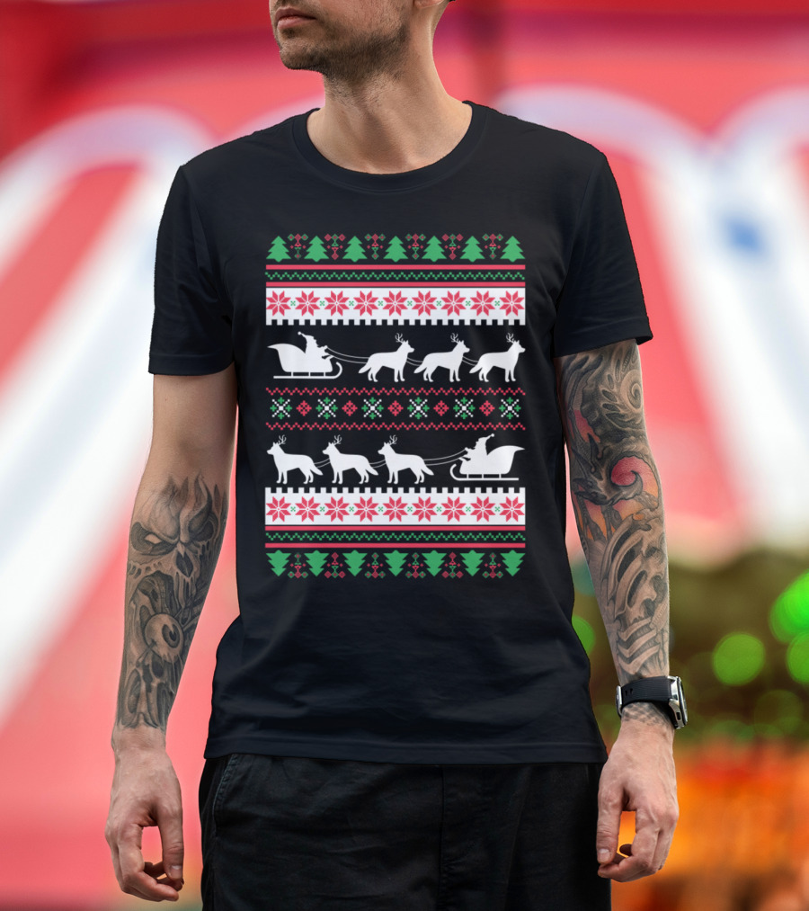 Siberian Husky Santa's Reindeer Christmas T-Shirt