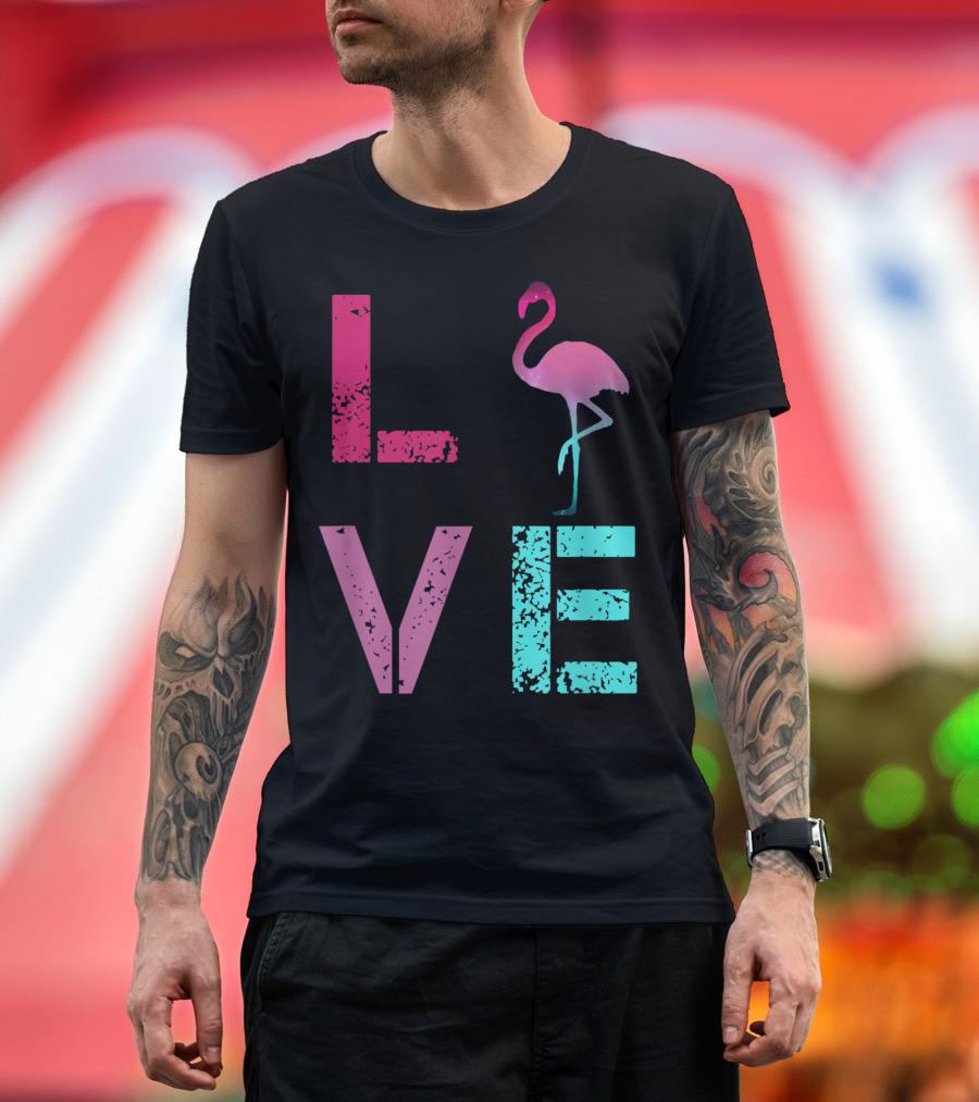 Pink Flamingos LOVE Valentine T-Shirt