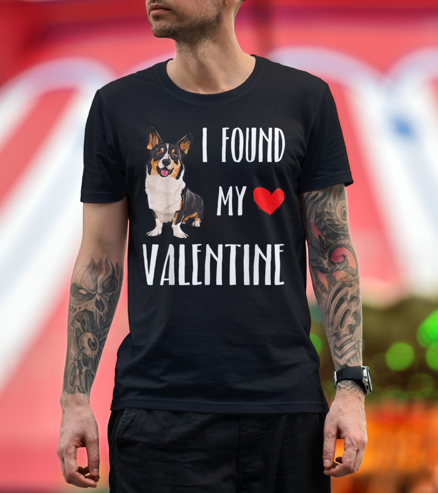 I Found My Heart Valentine Cardigan Welsh Corgi T-Shirt