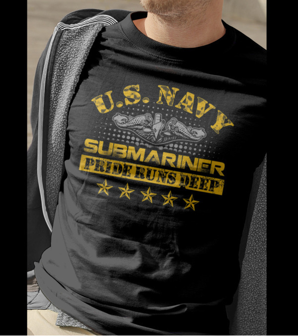 U.S. Navy Submariner Pride Runs Deep Five Stars T-Shirt