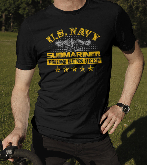 U.S. Navy Submariner Pride Runs Deep Five Stars T-Shirt