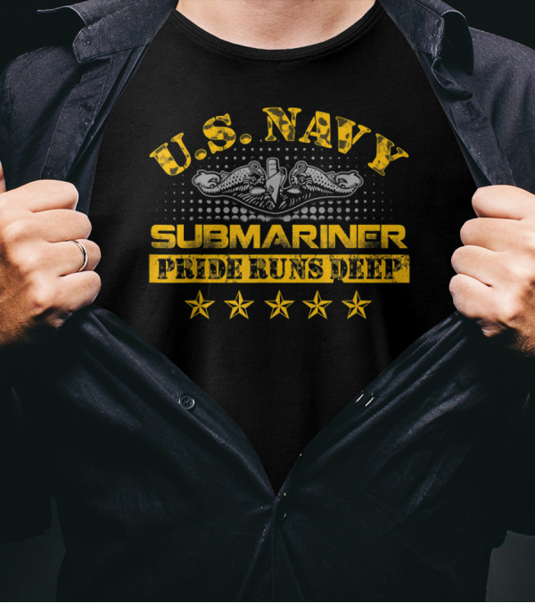 U.S. Navy Submariner Pride Runs Deep Five Stars T-Shirt
