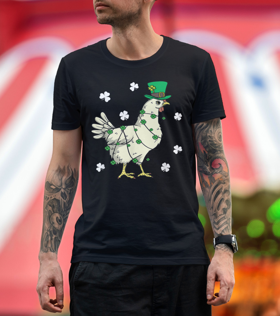 Funny Chicken Leprechaun St Patrick's Day Clover Hat T-Shirt