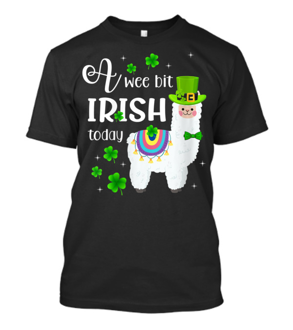 A Wee Bit Irish Today Llama Clover Hat Shamrock T-Shirt