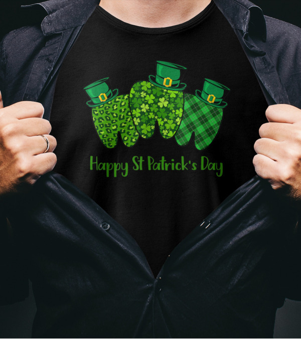 Happy St Patrick's Day Dental Assistant Tooth Leprechaun Hats T-Shirt