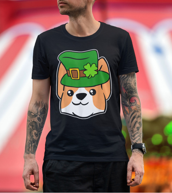 Premium T-Shirt: Leprechaun Corgi Funny St Patrick's Day Hat Shamrock T-Shirt Leprechaun Corgi Funny St Patrick's Day Hat Shamrock T-Shirt