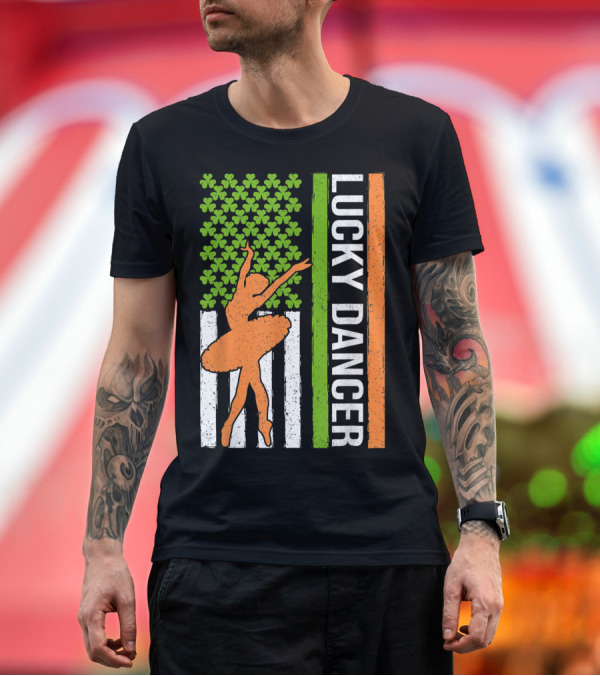 Premium T-Shirt: Lucky Dancer Shamrock Irish American St Patrick's Flag T-Shirt Lucky Dancer Shamrock Irish American St Patrick's Flag T-Shirt