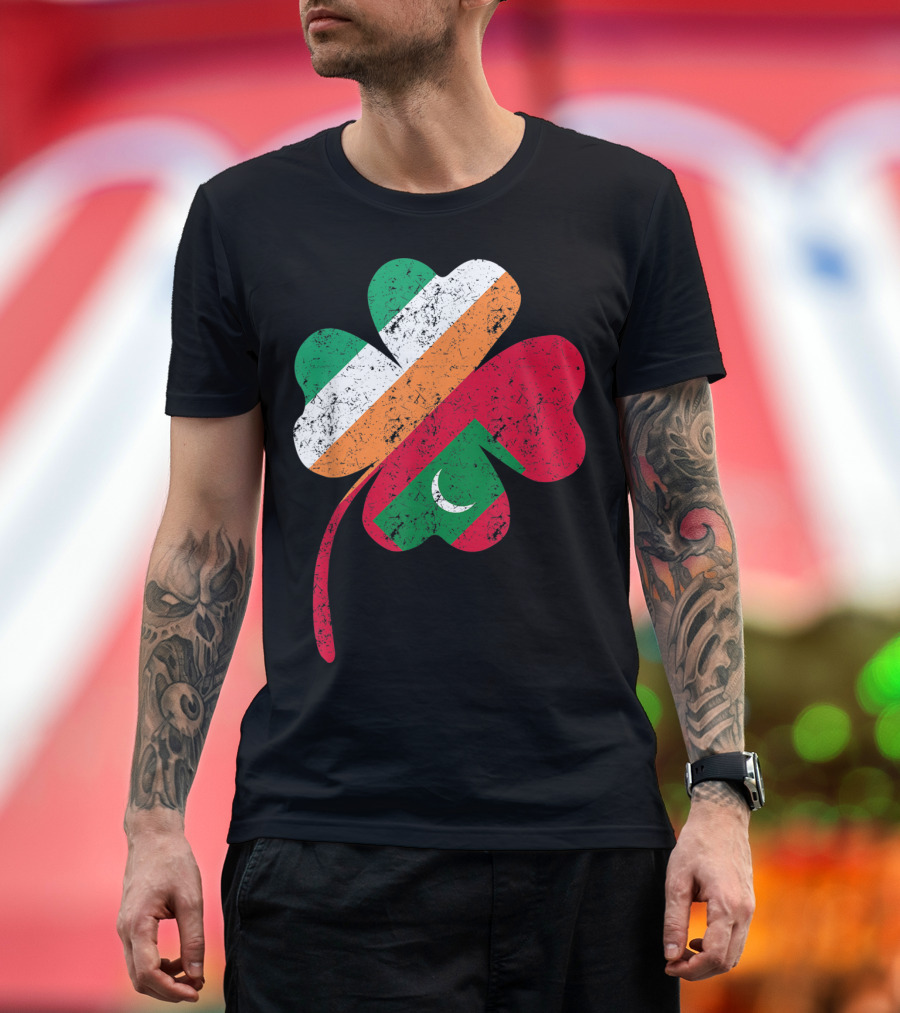 Maldivian Irish Shamrock with Ireland Flag T-Shirt