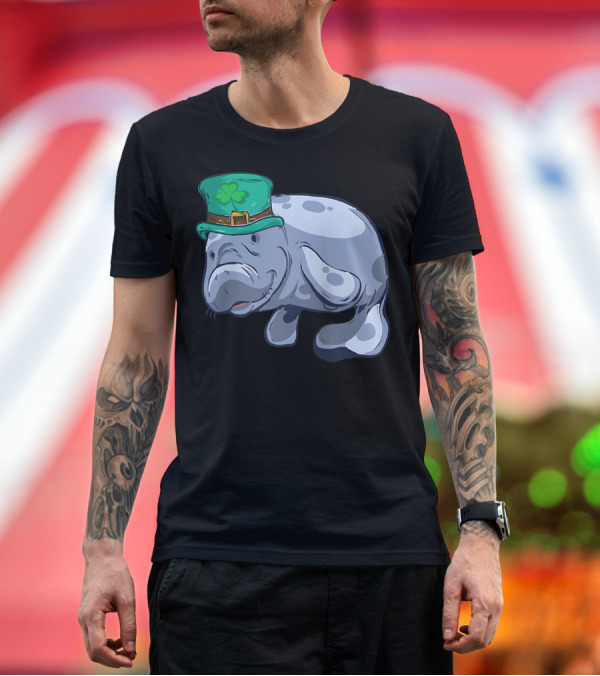 Premium T-Shirt: Mana St Patrick's Day Manatee with Leprechaun Hat T-Shirt Mana St Patrick's Day Manatee with Leprechaun Hat T-Shirt