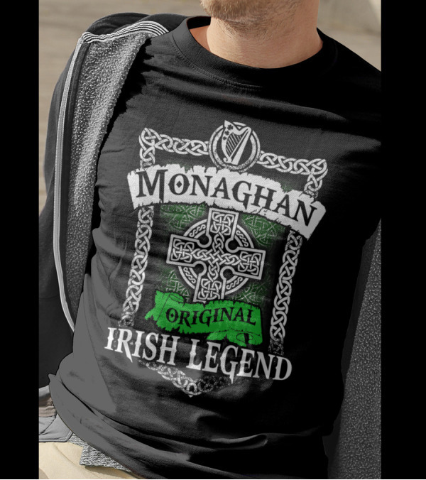 Monaghan Original Irish Legend Celtic Knot Cross Harp T-Shirt