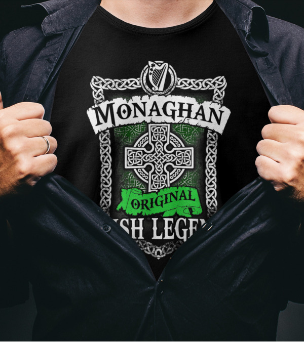 Monaghan Original Irish Legend Celtic Knot Cross Harp T-Shirt