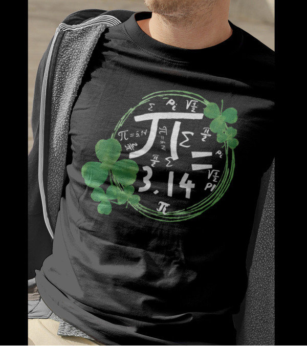 St Patrick's Day Pi Equals 3.14 Shamrock Math Symbols T-Shirt