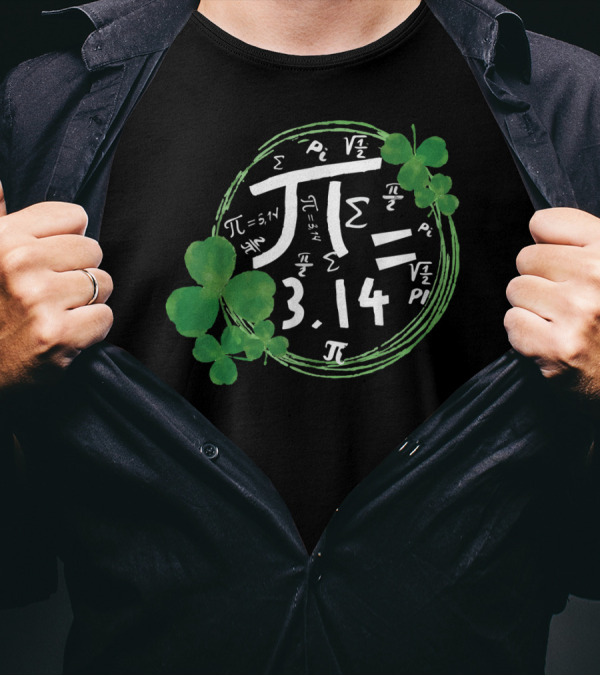 St Patrick's Day Pi Equals 3.14 Shamrock Math Symbols T-Shirt