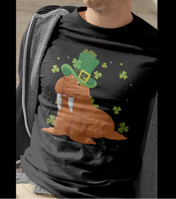 Walrus Leprechaun Shamrock St Patrick's Day Celebration Fun T-Shirt