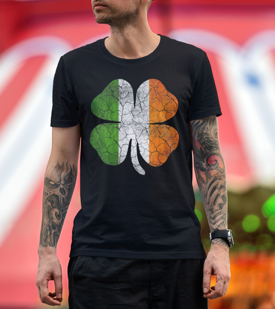 Vintage Irish Shamrock Distressed Flag Colors T-Shirt