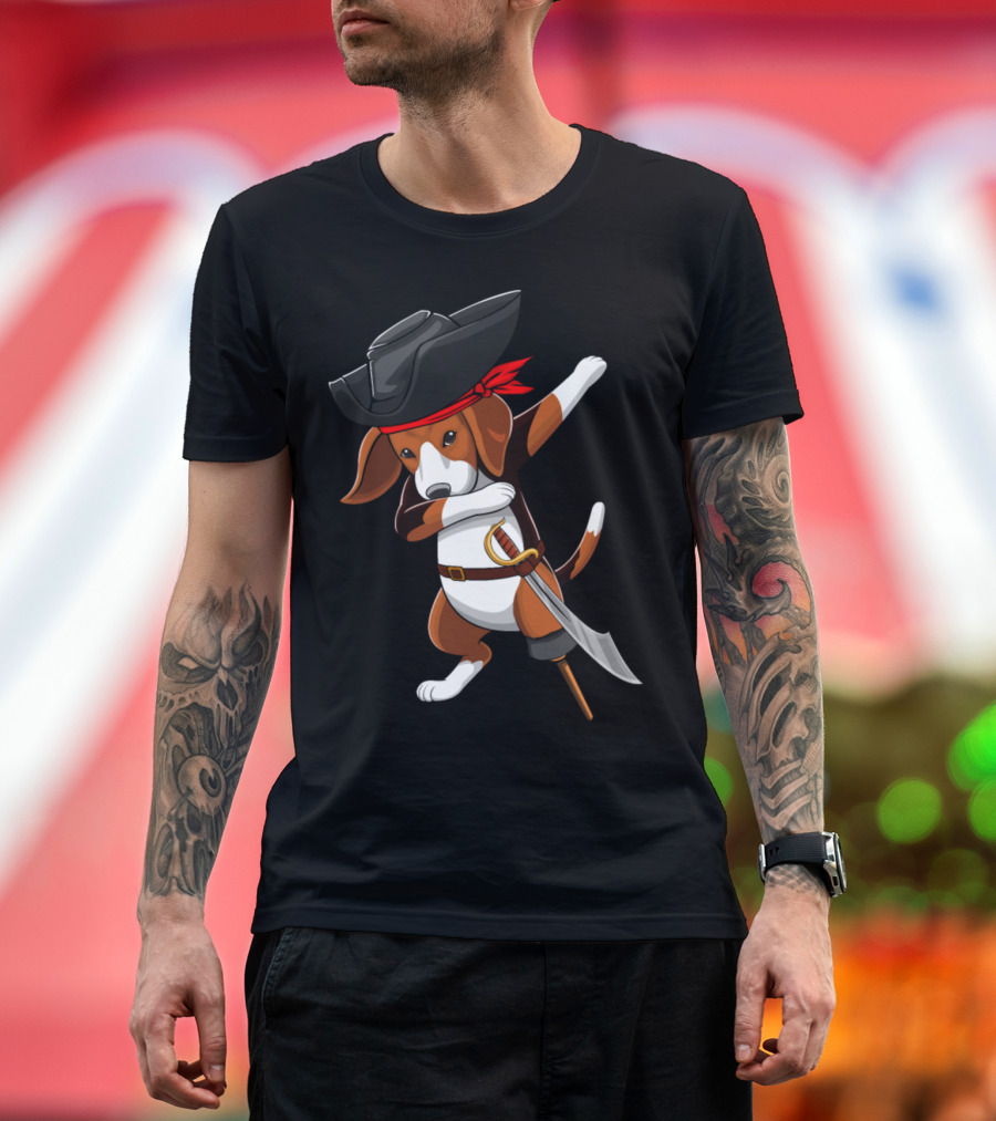 Pirate Beagle Dabbing with Viking Sword T-Shirt