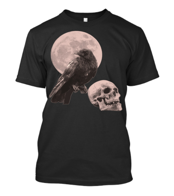 Raven With Full Moon And Skull Gothic T-Shirt