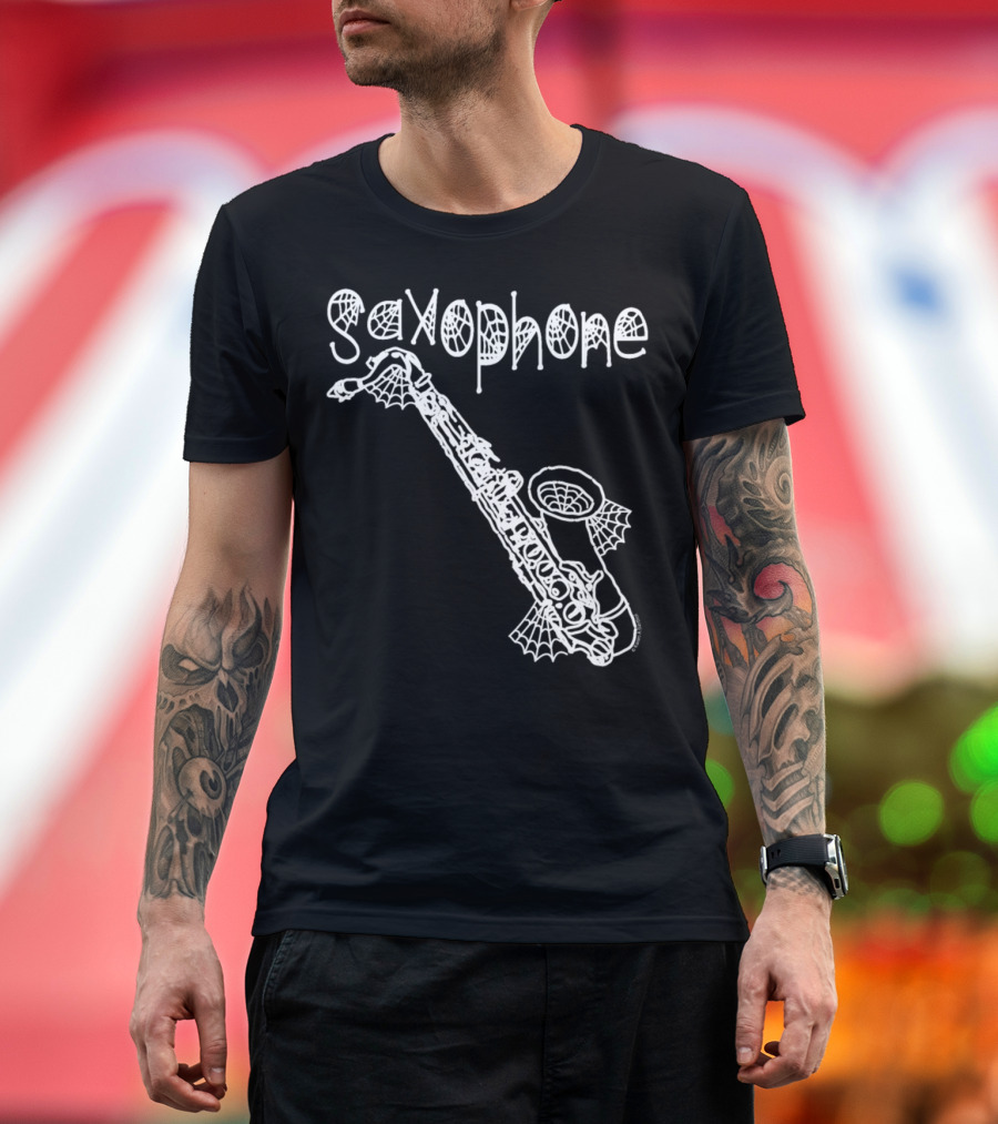 Saxophone with Cobwebs Halloween T-Shirt